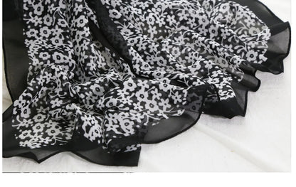 Foulard Écharpe Mousseline Petite Fleur Femme - Bandana Hijab Châle Été Protection Solaire