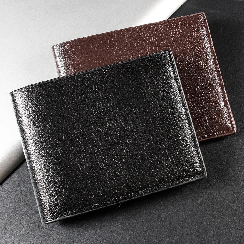 Portefeuille Homme Cuir Artificiel Court - Porte-Cartes Slim Noir Premium