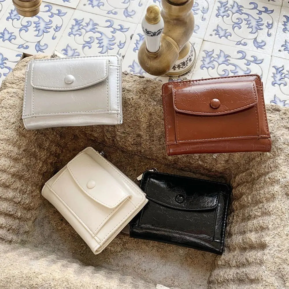 Portefeuille Femme Court Cuir PU Argenté - Porte-Carte Zippé Ultra Fin Multifonction Élégant