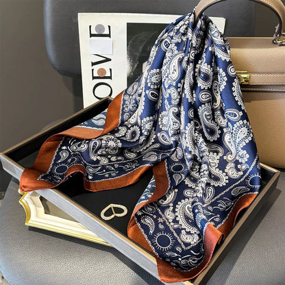 Foulard Carré Soie Naturelle 100% 65cm Femme - Bandana Headscarf Neckerchief Châle Luxe