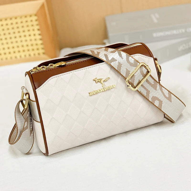 Sac Bandoulière en Cuir PU Motif Check – Style Luxe Femme