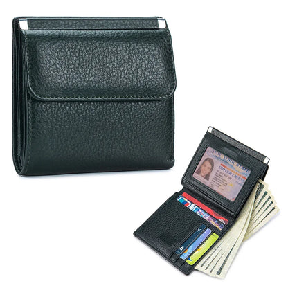 Portefeuille Femme Bifold Cuir Véritable Compact - Porte-Monnaie Slim Court Lovers