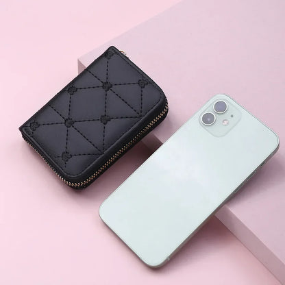 Portefeuille Femme Mignon Cœur Brodé Cuir PU - Trifold Multi-Cartes avec Porte-Monnaie
