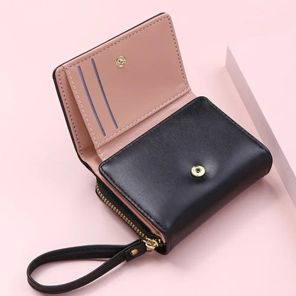 Portefeuille Femme Mignon Cœur Brodé Cuir PU - Trifold Multi-Cartes avec Porte-Monnaie