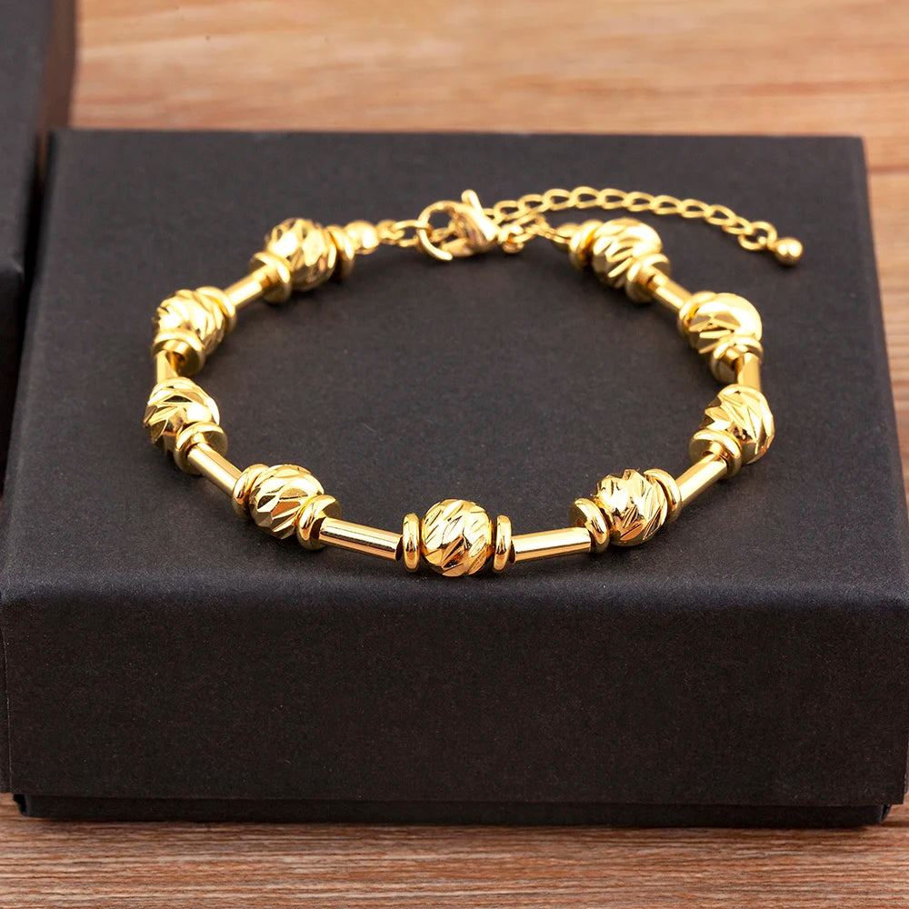 Bracelet Perles CZ Fait Main Ajustable – Chaîne Cuivre Polyvalent Femme