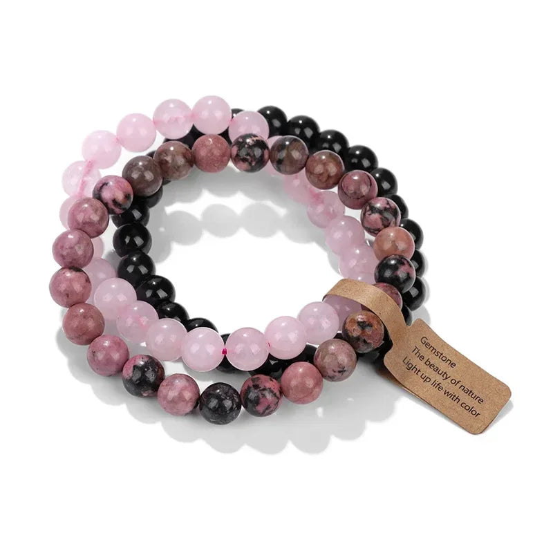 Bracelet Multi-Rangs en Pierres Naturelles et Cristaux - Améthyste