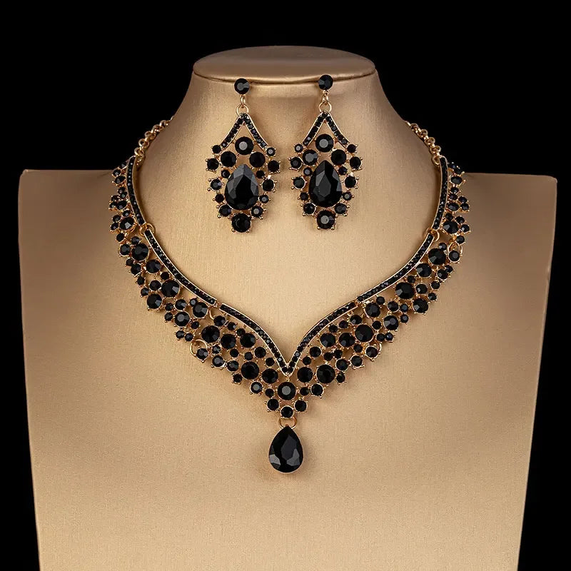 Parure Mariée Choker Cristaux Irisés AB - Collier et Boucles Strass Luxe