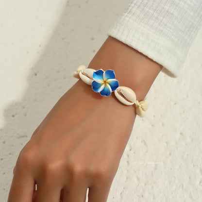 Ensemble Bijoux Fleurs Tressées Bohème Grande Fleur – Collier Boucles Rose Rouge Bleu Plage Femme