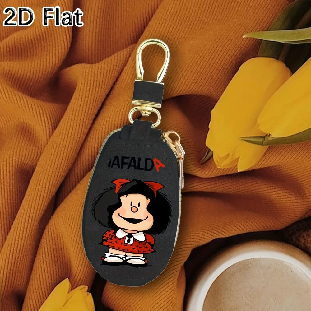 Porte-Clés Mafalda Femme Homme - Porte-Monnaie Compact avec Chaîne et Organisateur Clés