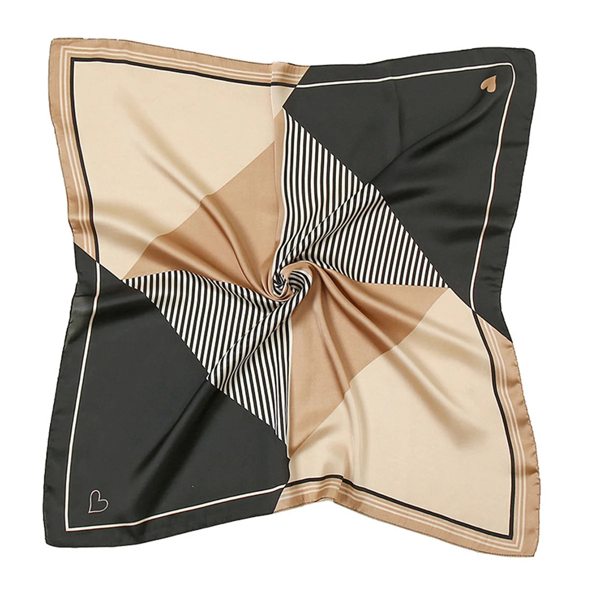 Foulard Carré Soie Satin Géométrie Luxe Femme - Hijab Bandana Headband Cadeau