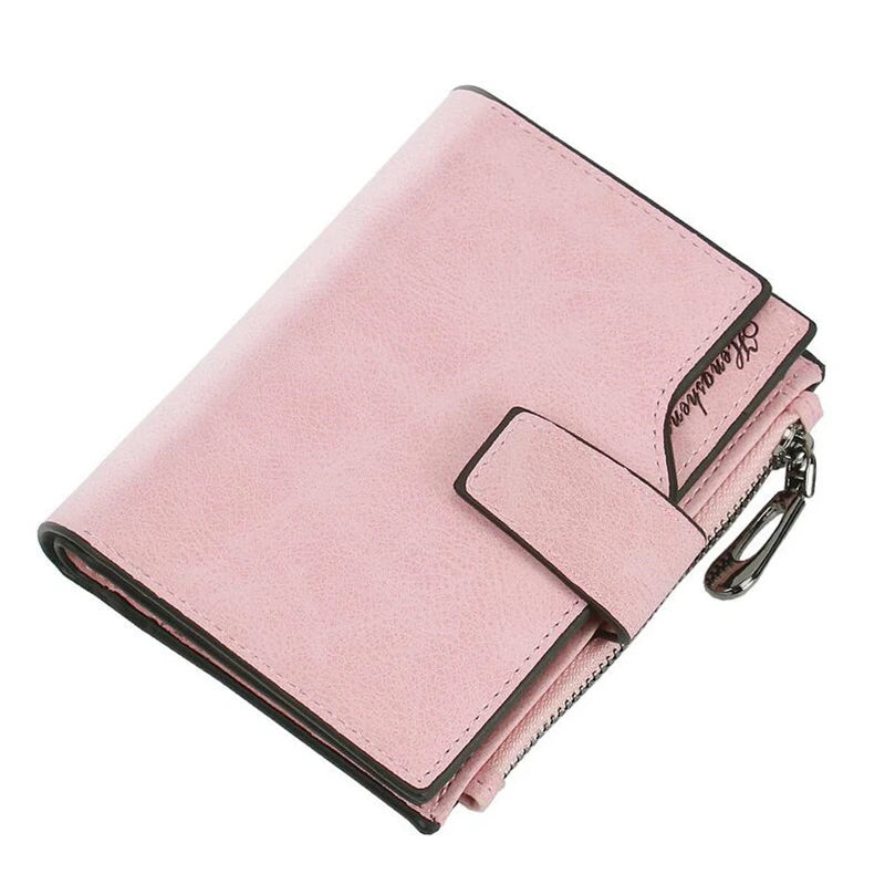 Portefeuille Femme Court Cuir PU Pliable Gris - Porte-Carte Porte-Monnaie Portable Lady Coin Purse