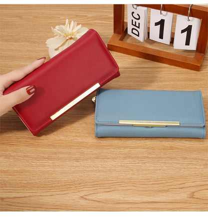 Portefeuille Femme Trifold Long Haut de Gamme - Multi-Cartes Multifonction