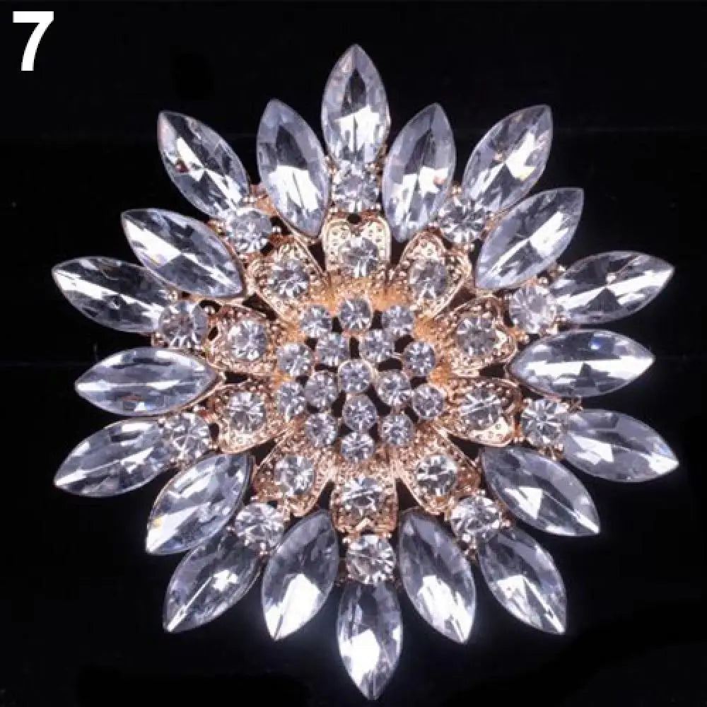 Broche Fleur Strass Brillante Alliage – Pin's Bouquet Mariée Mariage Femme