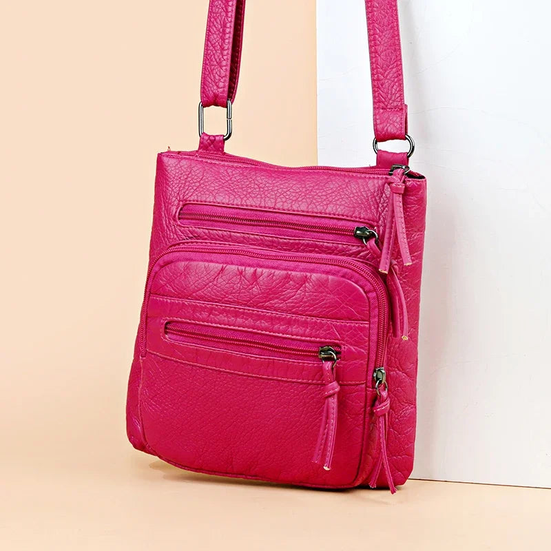 Sac à Main Femme Cuir PU Multi-Couches - Sac Épaule Bandoulière Crossbody Messenger Rabat Porte-Monnaie