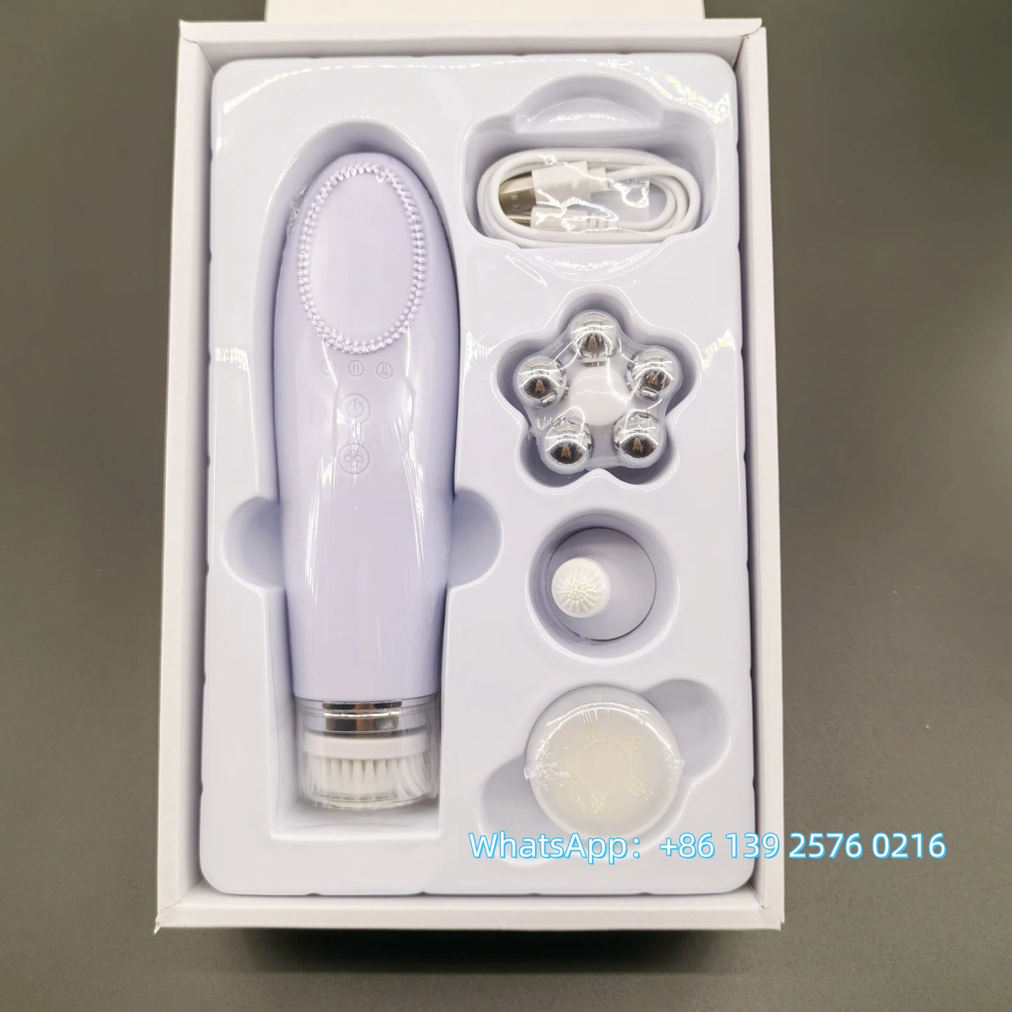 Appareil Nettoyage Facial 4-en-1 Silicone - Brosse Électrique Lifting Visage Anti-Âge Rose