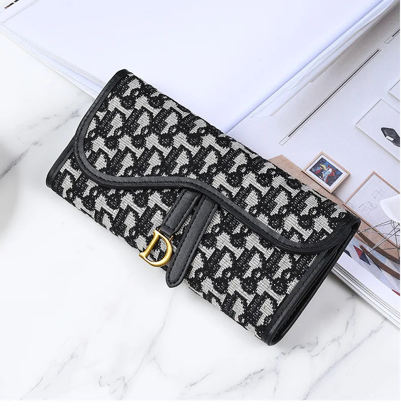 Portefeuille Femme Long Rétro Grande Capacité - Boucle D Multi-Cartes Trifold Sac Main Multifonction