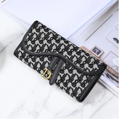 Portefeuille Femme Long Rétro Grande Capacité - Boucle D Multi-Cartes Trifold Sac Main Multifonction