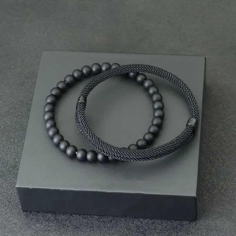Ensemble 2 Bracelets Hommes Fil Rouge Porte-Bonheur – Ajustables Ethniques