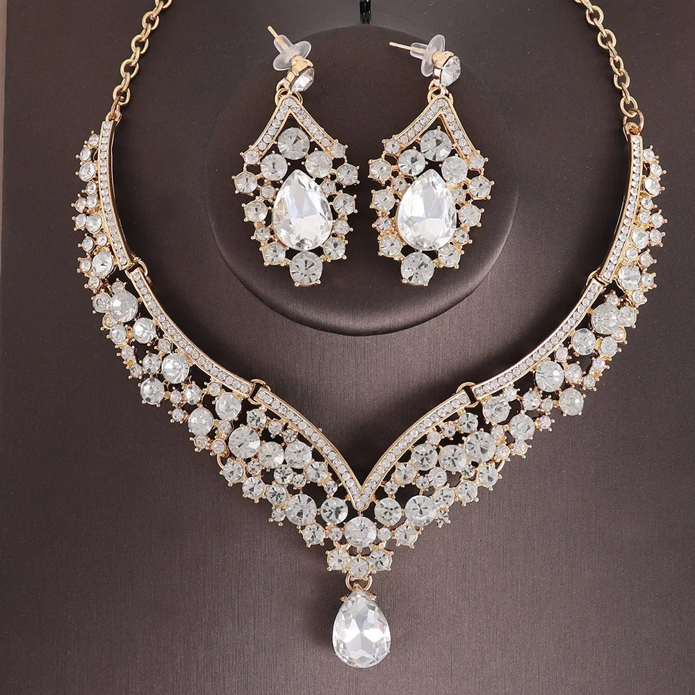 Parure Mariée Choker Cristaux Irisés AB - Collier et Boucles Strass Luxe