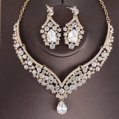 Parure Mariée Choker Cristaux Irisés AB - Collier et Boucles Strass Luxe