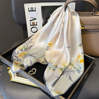Foulard Carré Soie Naturelle 100% 65cm Femme - Bandana Headscarf Neckerchief Châle Luxe