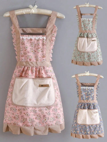 Tablier de Cuisine en Toile avec Motif Floral - Résistant aux Taches et à l'Huile