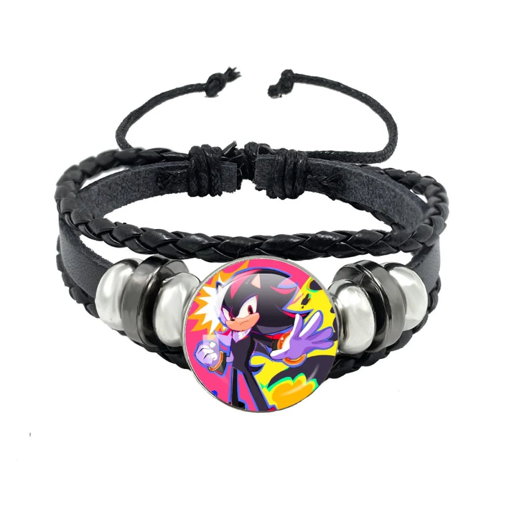Bracelet Shadow le Hérisson Cabochon Verre – Cuir Multicouche Tressé Unisexe