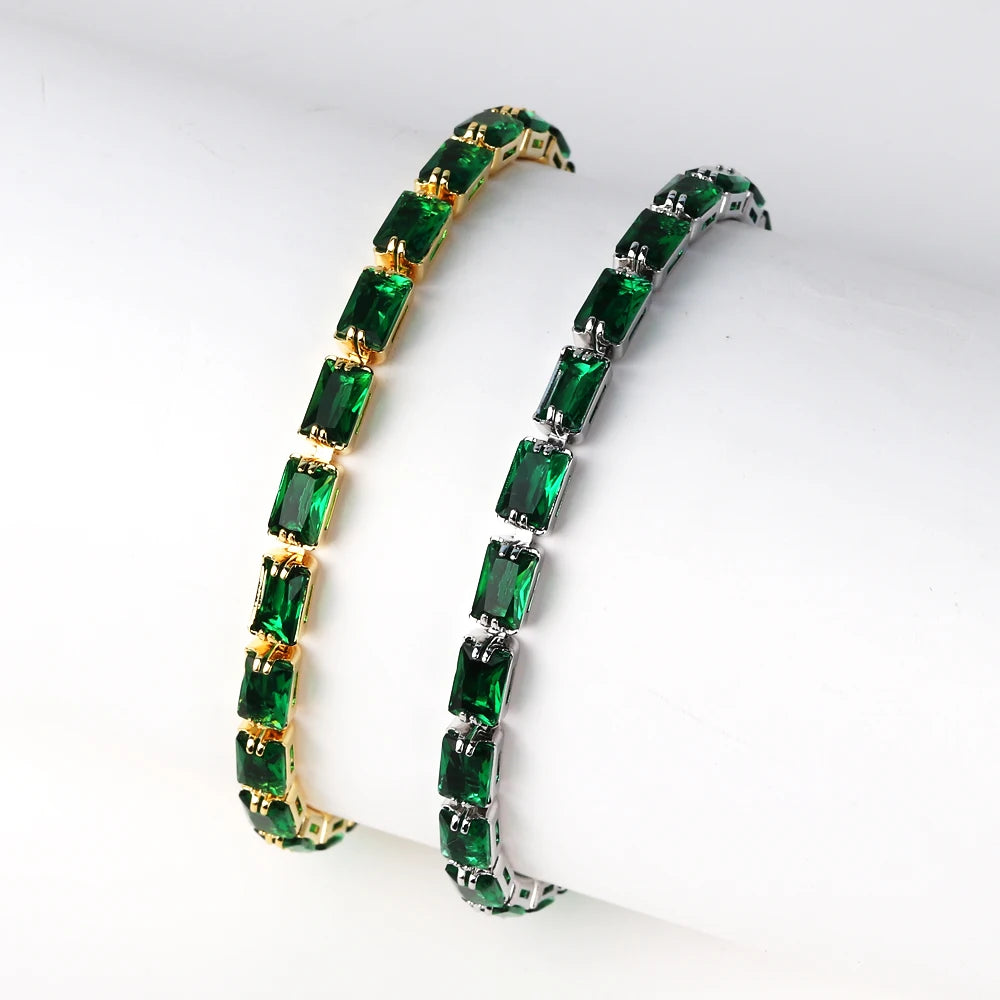 Bracelet Plaqué Or 18K Zircons Arc-en-Ciel – Luxe Micro-Pavé Étanche