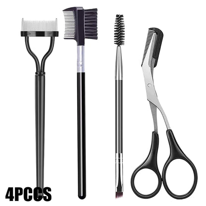 Set 5 Pinceaux Sourcils Professionnel - Peigne Cils Séparateur Ciseaux Trimmer Maquillage Yeux Femme