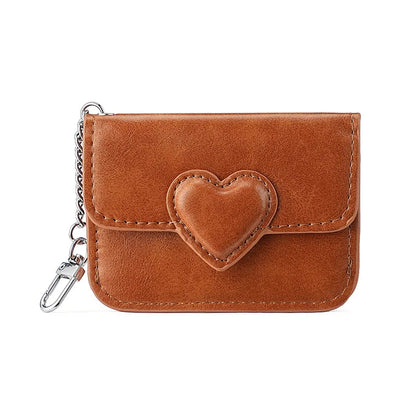 Portefeuille Femme Cuir PU Cœur - Porte-Cartes Anti-Magnétique Voyage Monnaie