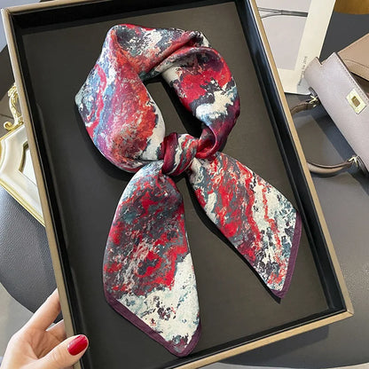 Foulard Carré Soie Naturelle 100% 65cm Femme - Bandana Headscarf Neckerchief Châle Luxe