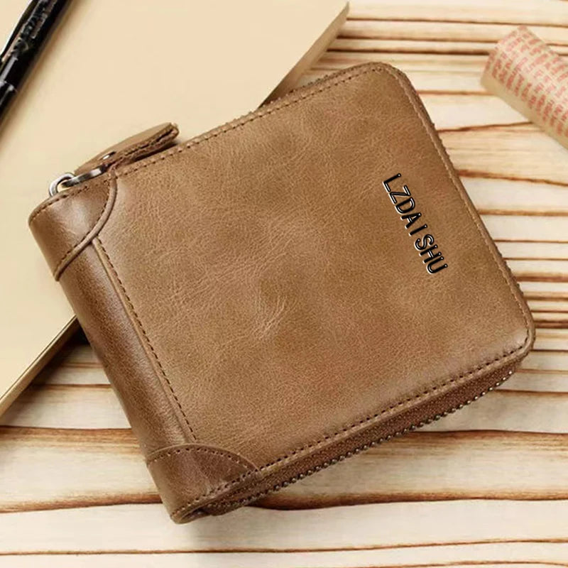 Portefeuille Homme Femme Cuir PU Compact - Porte-Cartes Poche Khaki Unisexe