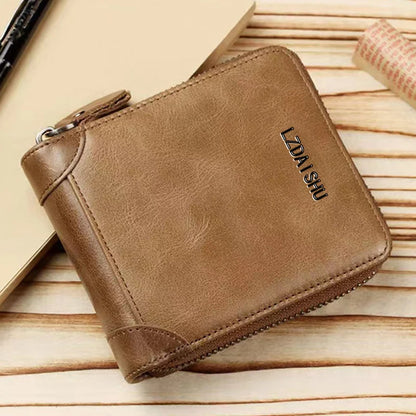 Portefeuille Homme Femme Cuir PU Compact - Porte-Cartes Poche Khaki Unisexe