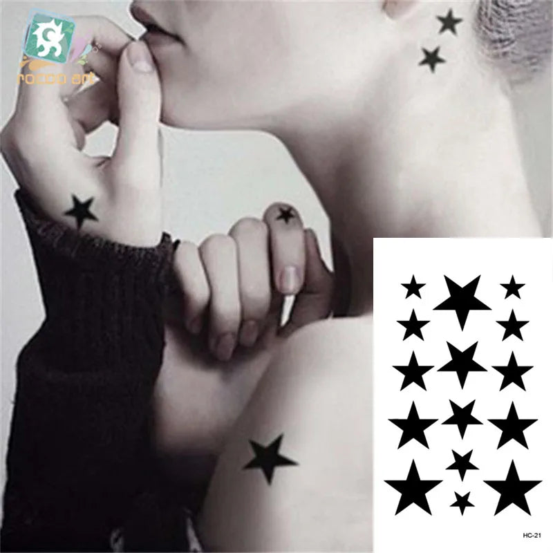 Tatouage Temporaire Étoile 3D Étanche - Body Art Flash Tattoo Homme Femme - HC1008