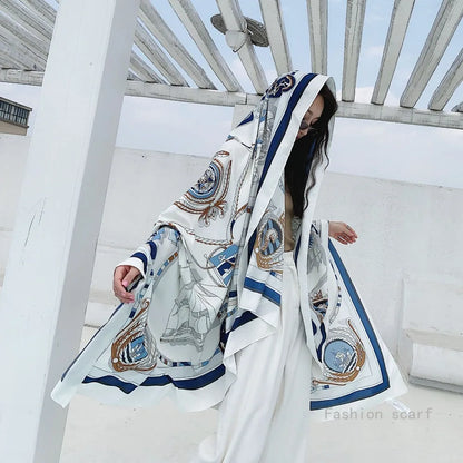 Foulard Plage Soie Protection Solaire - Châle Surdimensionné Été Femme