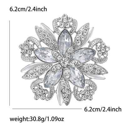 Broche Fleur Cristal Verre Luxueuse Strass – Pin's Créatif Décoration Femme