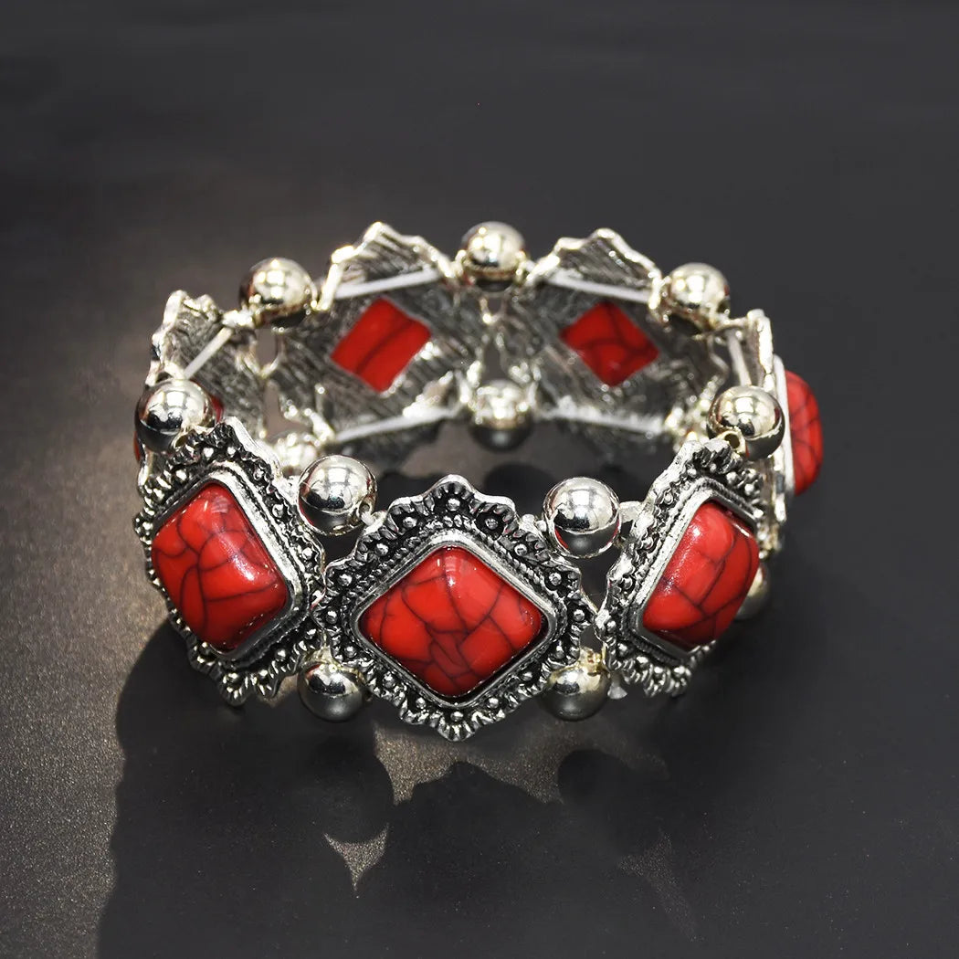 Bracelet Jonc Ethnique Tribal Turquoise - Inspiration Indienne et Africaine