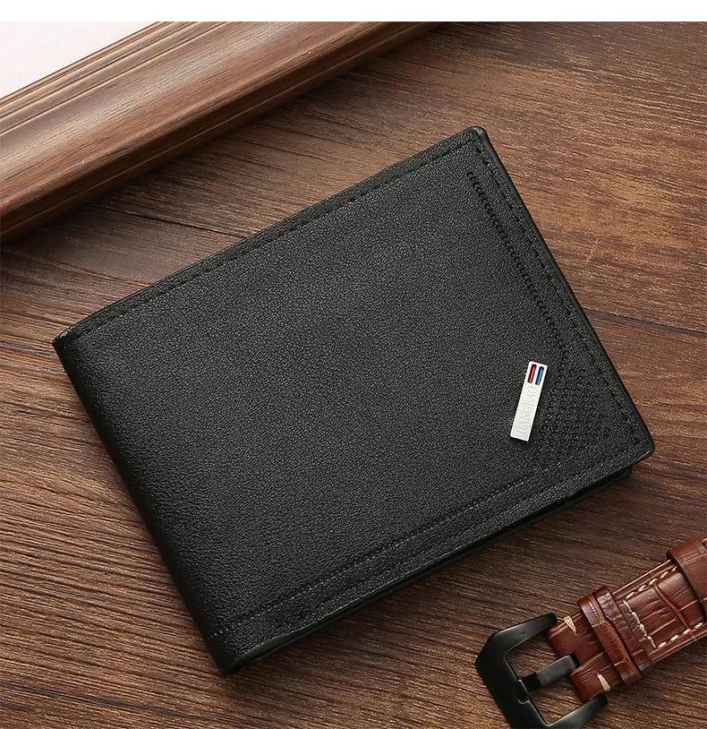 Portefeuille Homme Cuir Court Minimaliste - Wallet Pliable Fin Compact Coffee