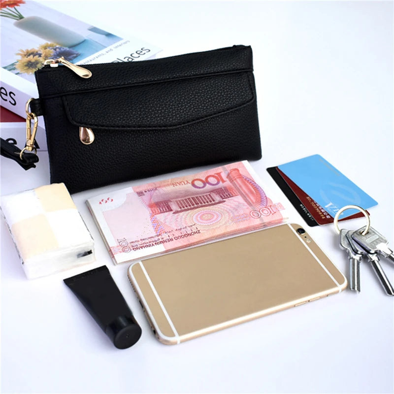 Portefeuille Femme Cuir PU Portable Fashion - Sac à Main Porte-Monnaie Téléphone Étanche