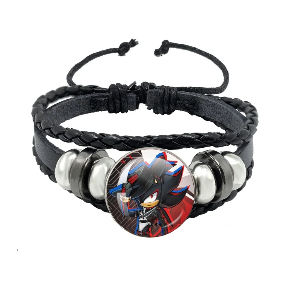 Bracelet Shadow le Hérisson Cabochon Verre – Cuir Multicouche Tressé Unisexe
