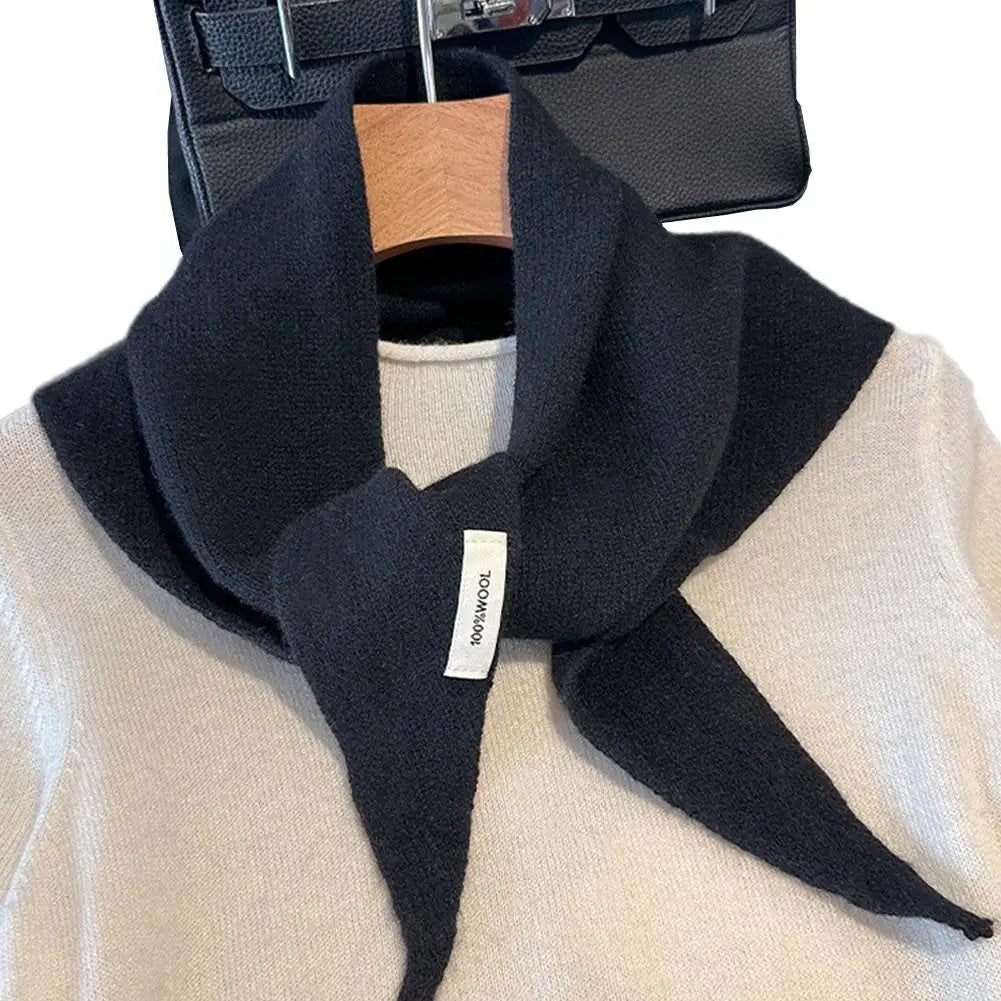Foulard Triangle Laine 100% Niche Britannique Coréen - Écharpe Tricotée Multifonction Femme