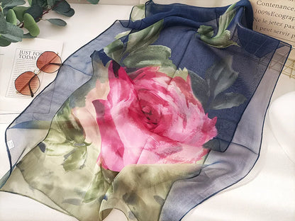 Foulard Écharpe Georgette Dégradé Rose Femme - Bandana Châle Été Protection Solaire Plage