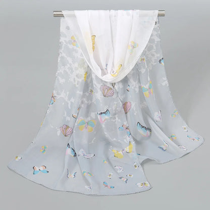 Foulard Soie Mousseline Luxe Femme - Écharpe Tête Plage Bandana Hijab Été