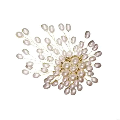 Broche Fleur Perles Luxueuse Statement – Pin's Élégant Décoration Vêtements Femme