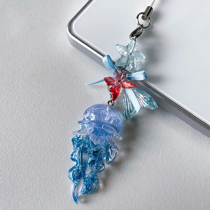 Charm Téléphone Méduse Sirène Perles – Porte-Clés Fairycore Marin