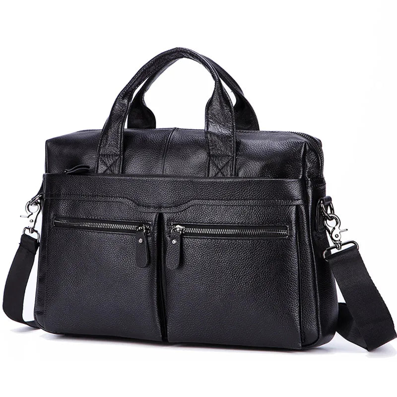 Sac Porte-Documents Homme Cuir Véritable 14" - Mallette Business Laptop Voyage Professionnel