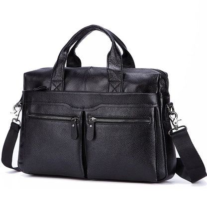 Sac Porte-Documents Homme Cuir Véritable 14" - Mallette Business Laptop Voyage Professionnel