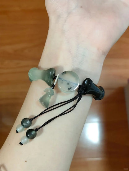 Bracelet Jonc Jade Lotus Bambou Chinois – Antique Pompons Tempérament Unisexe