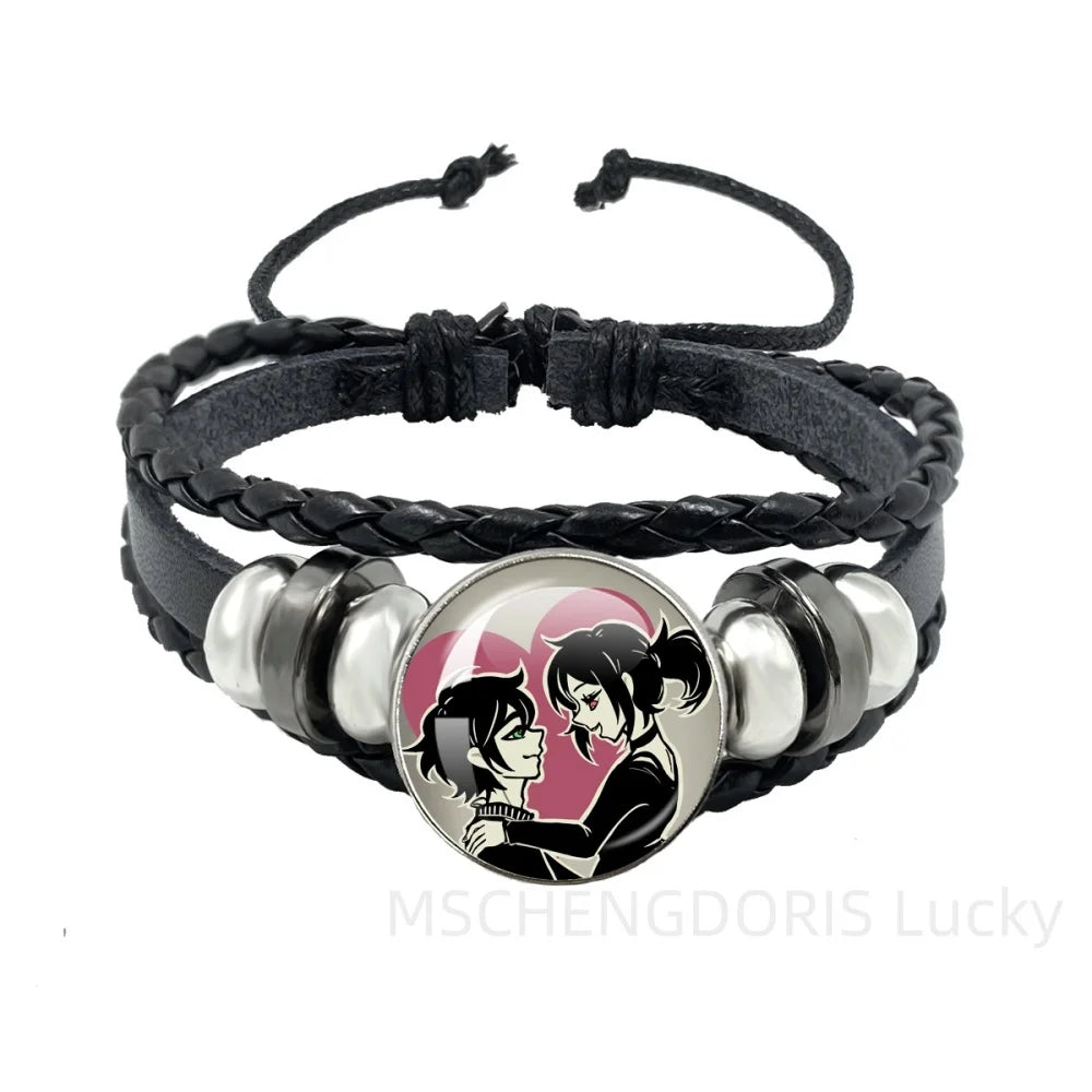 Bracelet Gaming Coffin Andy Leyley – Cuir Multicouche Tressé Noir Unisexe