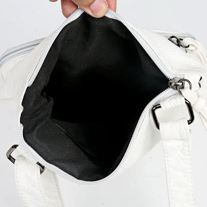 Sac à Main Femme Cuir PU Multi-Couches - Sac Épaule Bandoulière Crossbody Messenger Rabat Porte-Monnaie